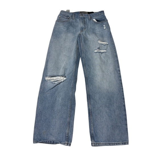 Levi's SilverTab Denim - Levis SilverTab 94 Baggy Jeans Distressed Light Wash Blue Denim Womens W28 L31